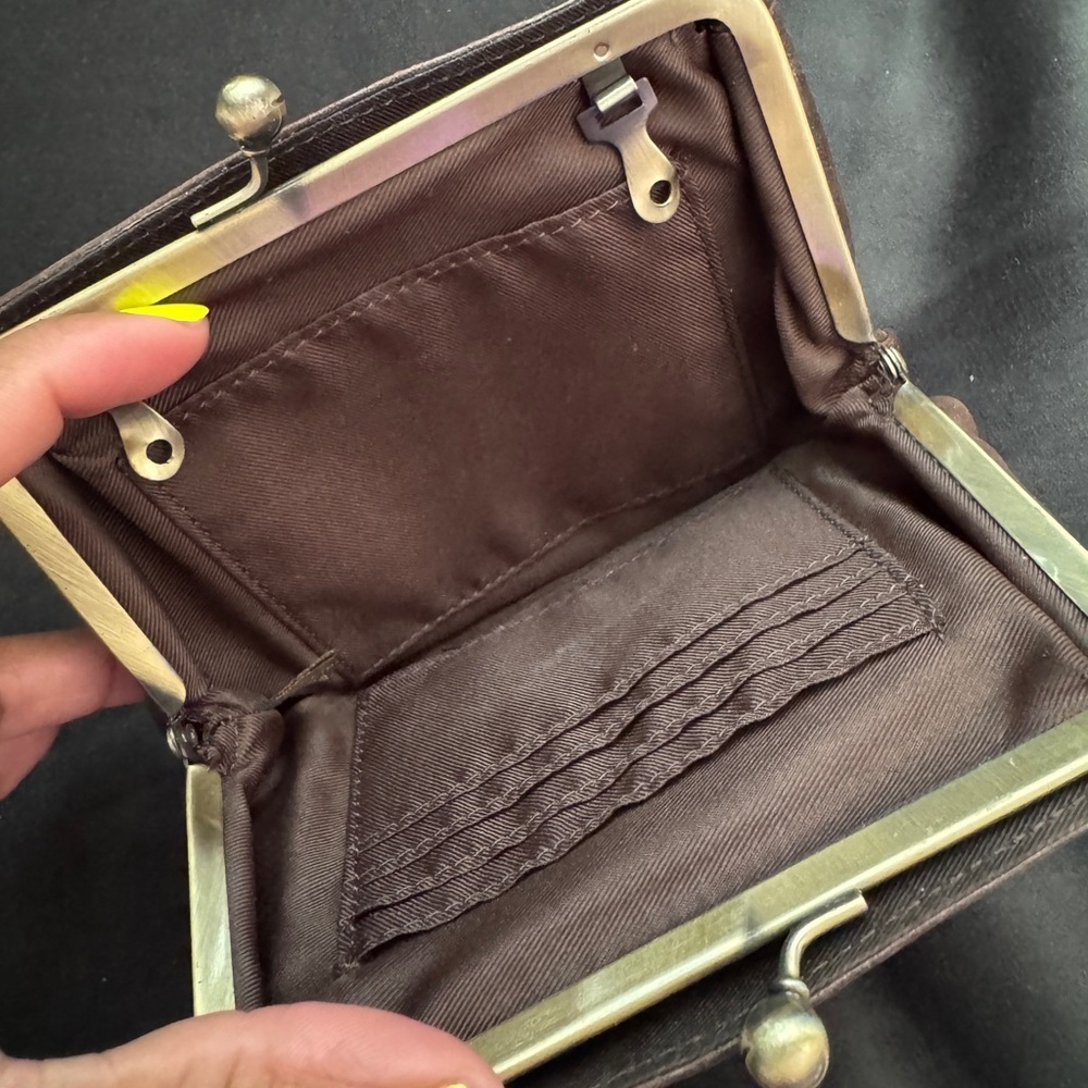 Vintage Leather Kiss lock Wallet Mini Clutch Purse - Picture 4 of 10